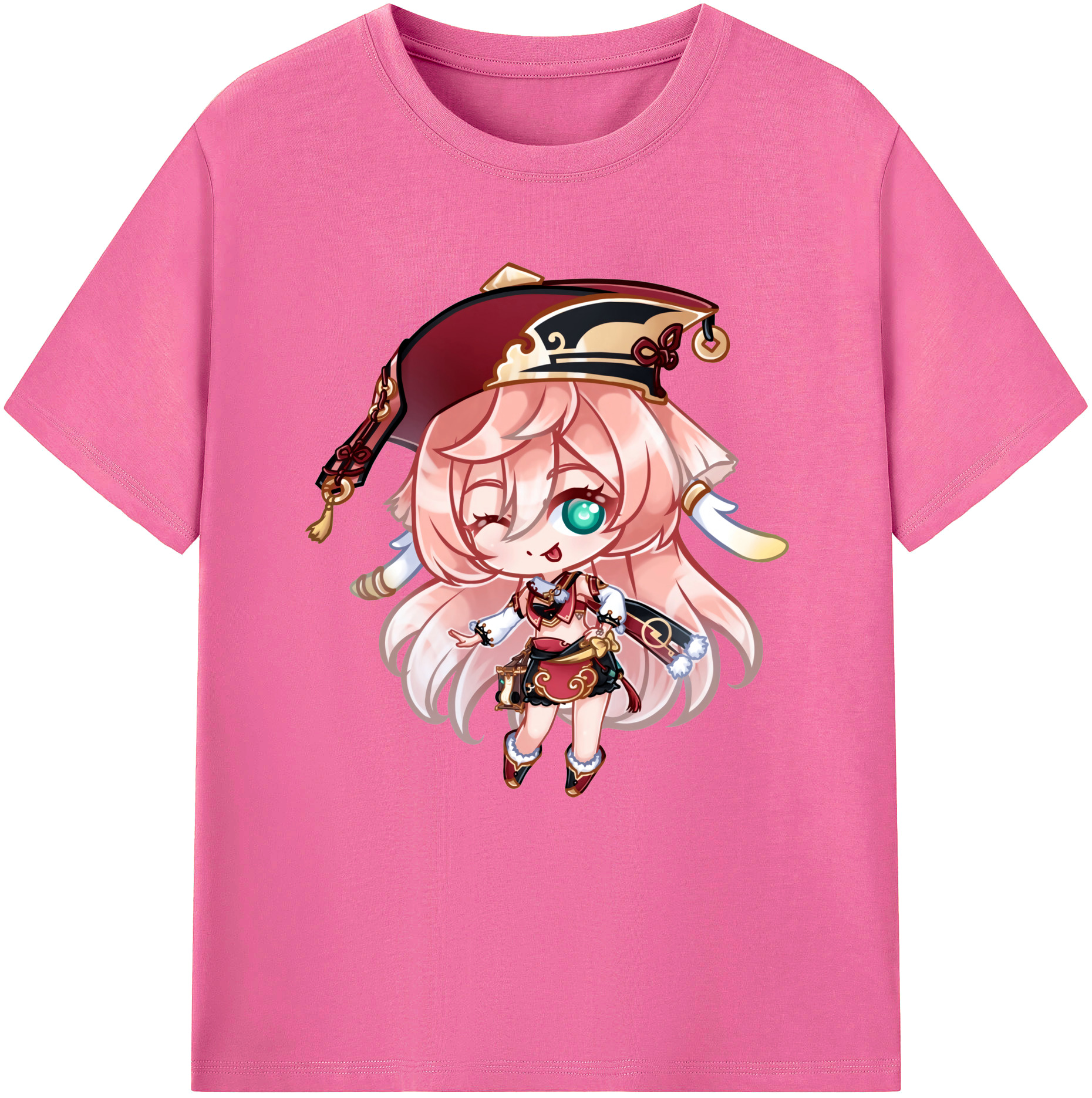 げんし神 ヤンフェイ genshin Yanfei レディースカジュアルプリントTシャツ（綿100％）